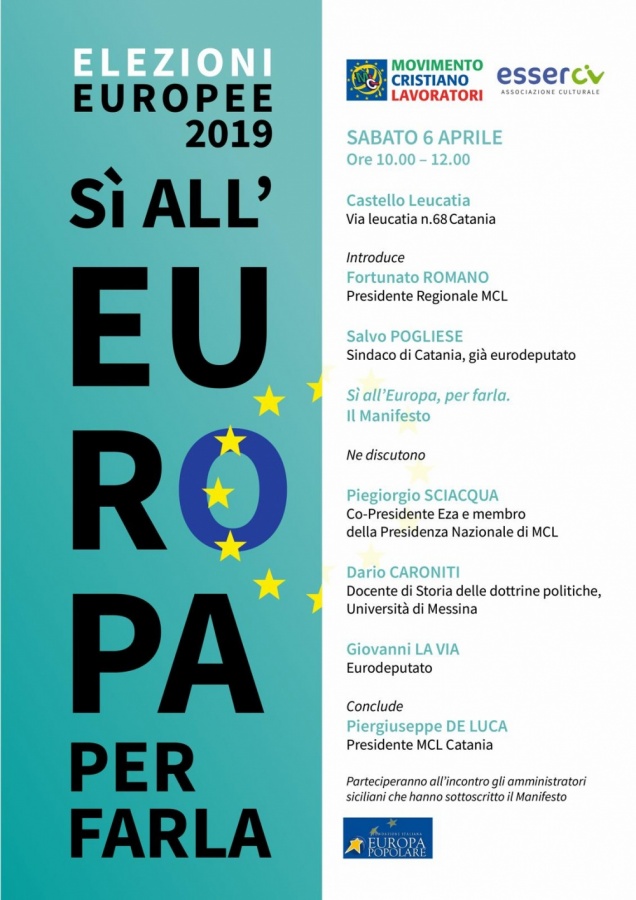 Il manifesto europeista di MCL ed Esserci fa tappa a Catania: "SI ALL’EUROPA, PER FARLA"